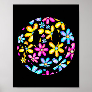 Happy Retro Daisy Smile Face Colourful Preppy Men Poster