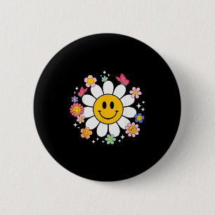 Happy Retro Daisy Smile Face Preppy Aesthetic Men  2 Inch Round Button