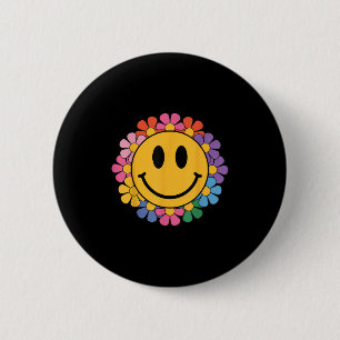Happy Retro Daisy Smile Face Preppy Aesthetic Men 2 Inch Round Button