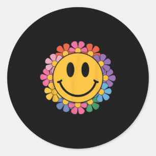 Happy Retro Daisy Smile Face Preppy Aesthetic Men Classic Round Sticker