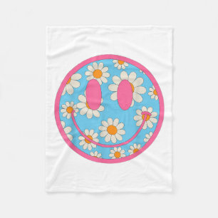 Happy Retro Daisy Smile Face Preppy Aesthetic Men  Fleece Blanket