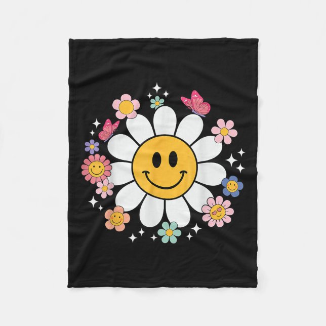 Happy Retro Daisy Smile Face Preppy Aesthetic Men  Fleece Blanket (Front)