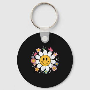 Happy Retro Daisy Smile Face Preppy Aesthetic Men Keychain