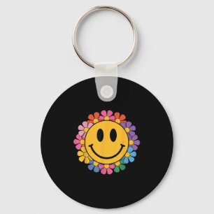 Happy Retro Daisy Smile Face Preppy Aesthetic Men Keychain