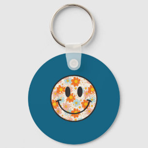 Happy Retro Daisy Smile Face Preppy Aesthetic Men Keychain