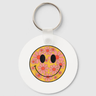 Happy Retro Daisy Smile Face Preppy Aesthetic Men  Keychain