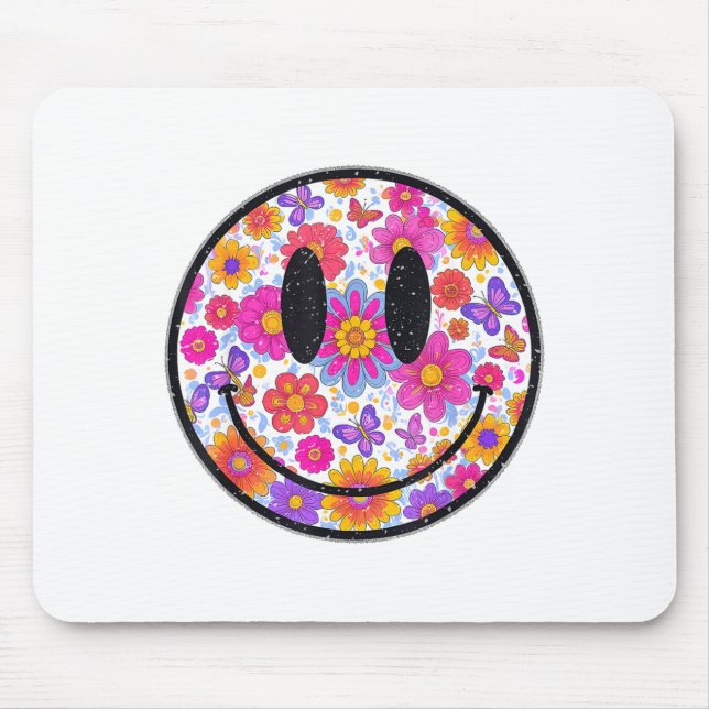 Happy Retro Daisy Smile Face Preppy Aesthetic Men  Mouse Pad (Front)