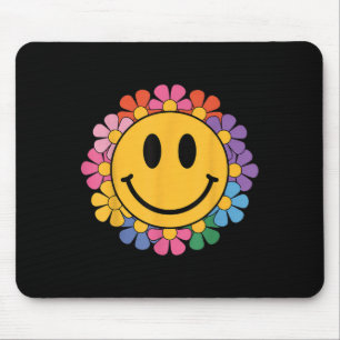 Happy Retro Daisy Smile Face Preppy Aesthetic Men  Mouse Pad