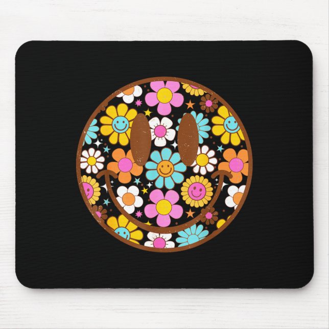Happy Retro Daisy Smile Face Preppy Aesthetic Men  Mouse Pad (Front)