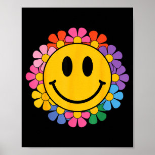 Happy Retro Daisy Smile Face Preppy Aesthetic Men  Poster
