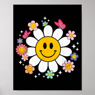 Happy Retro Daisy Smile Face Preppy Aesthetic Men Poster
