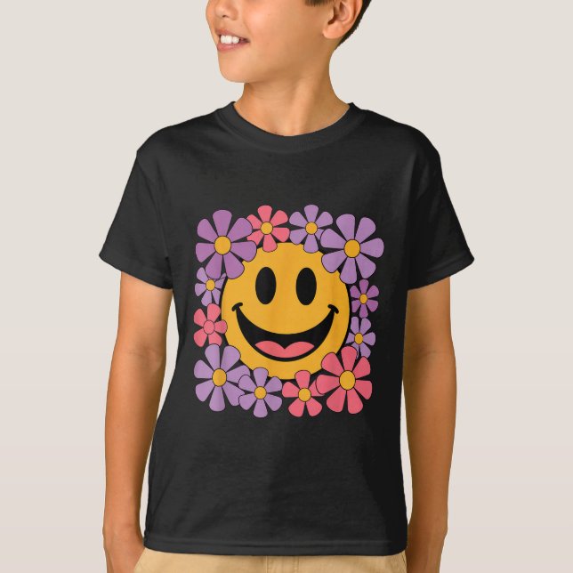 Happy Retro Daisy Smile Face Preppy Aesthetic Men  T-Shirt (Front)