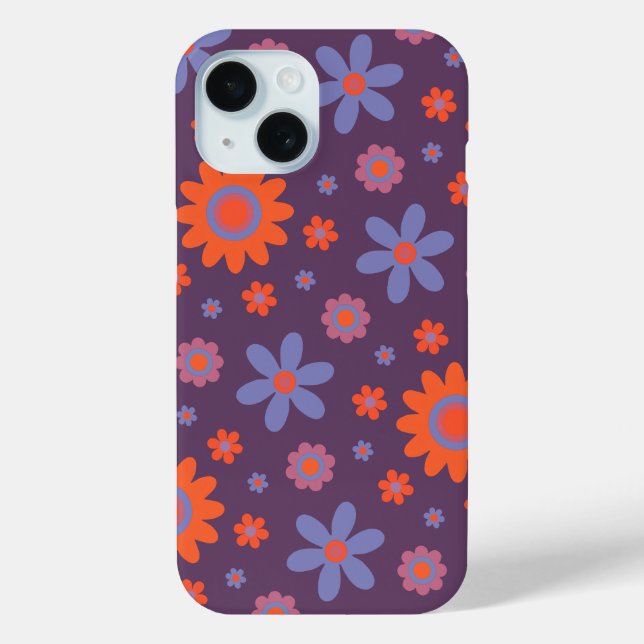  Happy Retro Flowers Cute 70s Hippie Daisy Pattern Case-Mate iPhone Case (Back)