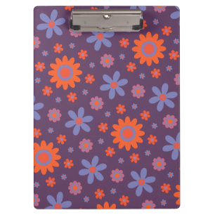 Happy Retro Flowers Cute 70s Hippie Daisy Pattern Clipboard