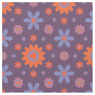 Happy Retro Flowers Cute 70s Hippie Daisy Pattern Fabric