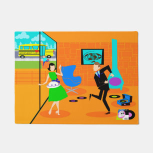 Happy Retro Parents Door Mat