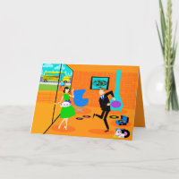 Happy Retro Parents Greeting Card