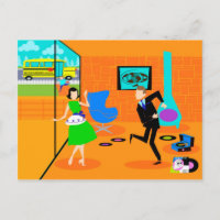 Happy Retro Parents Postcard
