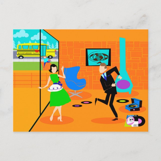 Happy Retro Parents Postcard (Front)