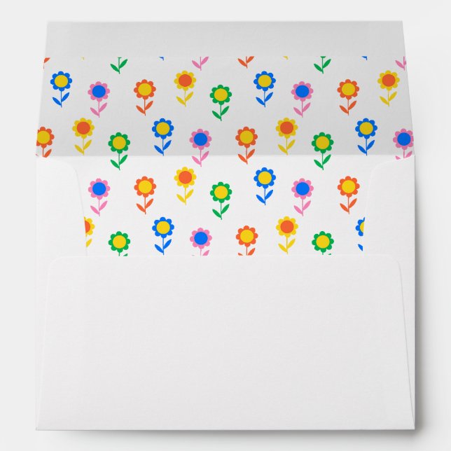 Happy Retro Rainbow Daisy envelope liner (Back (Bottom))