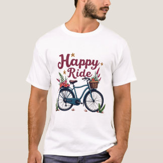 "Happy Ride" - Vintage Bicycle Art T-Shirt