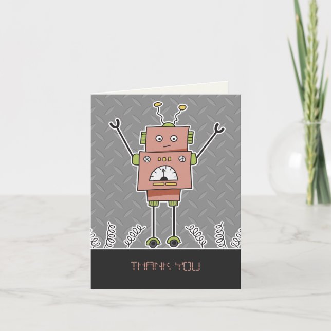 Happy Robot & Springs Thank You Note Card (Front)