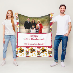 Happy Rosh Hashanah Jewish New Year custom photo Fleece Blanket