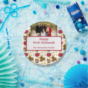 Happy Rosh Hashanah Jewish New Year custom photo Paper Plate