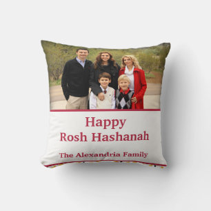 Happy Rosh Hashanah Jewish New Year custom photo Throw Pillow