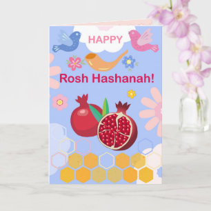 Happy Rosh Hashanah Jewish New Year Floral Pattern Card