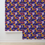 Happy Rosh Hashanah Jewish New Year Floral Pattern Wallpaper<br><div class="desc">"Happy Rosh Hashanah" Lettering "L'Shana Tova" Jewish New Year Holiday Wishes "Shana Tova U’Metukah! May your year be sweet and good." symbols card. Torah, Honey and apple, shofar, pomegranate, star of David, Flowers, Rosh Hashana traditional fruits autumn season, Shanah Tovah festival Party decoration, sukkot event. Judaica Religion. Vintage. Happy Rosh...</div>