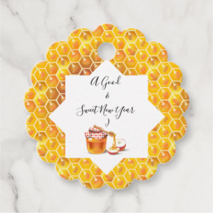 Happy Rosh Hashanah Jewish New Year Honey & Apple Favour Tags