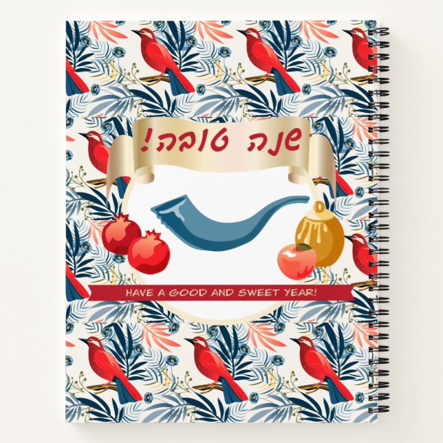 Happy Rosh Hashanah Jewish New Year Honey & Apple  Notebook (Back)