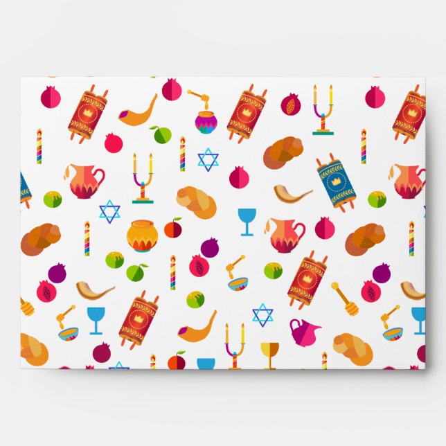 Happy Rosh Hashanah Jewish New Year Pattern Envelope (Front)