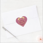 Happy Rosh Hashanah Jewish New Year Vintage Heart Sticker<br><div class="desc">Happy Rosh Hashanah Jewish New Year Holiday symbols. Shana Tova! Hebrew Wishes gold text. Torah, Honey and apple, shofar, pomegranate, star of David, gold honeycomb, pink background, Rosh hashana, traditional fruits, floral frame, vintage, luxury, autumn, sukkot. Judaica. Hand Drawn Watercolor. Crafts & Party Supplies > Gift Wrapping Supplies > Stickers...</div>