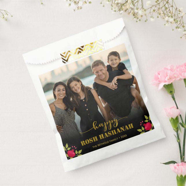 Happy Rosh Hashanah Luxury Gold Script Photo Favour Bag (Sealed)