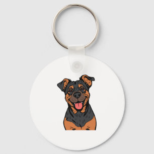 Happy Rottweiler Cartoon � Cute and Friendly Dog Keychain