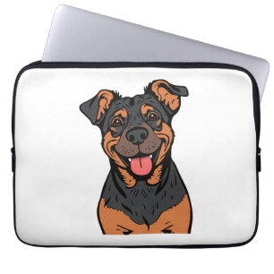 Happy Rottweiler Cartoon – Cute and Friendly Dog Laptop Sleeve