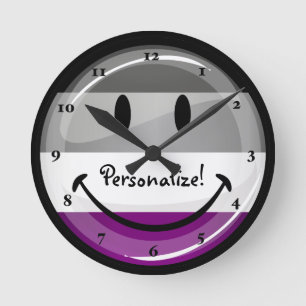 Happy Round Asexual Flag Clock