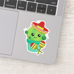 Happy Round Cactus Wearing a Red Sombrero