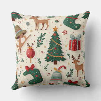 Happy Rudolphs Throw Pillow