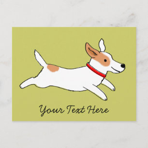 Happy Running Jack Russell Terrier Cartoon Postcard