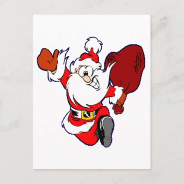 Happy Running Santa Holiday Postcard (Front)