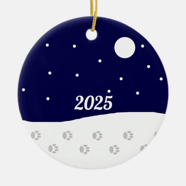 Happy Rural Winter Ceramic Ornament (Front)