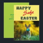 Happy & Safe Easter | Cute Funny Rabbit with Mask Holiday Card<br><div class="desc">Celebrate 'Happy Easter Day' and send greetings to your loved ones with this cute and funny Holiday Card featuring a Rabbit with a mask wishing you a 'HAPPY & SAFE EASTER!'. All the texts are pre-arranged for you to personalize easily and quickly with your own. Available as a folded card,...</div>