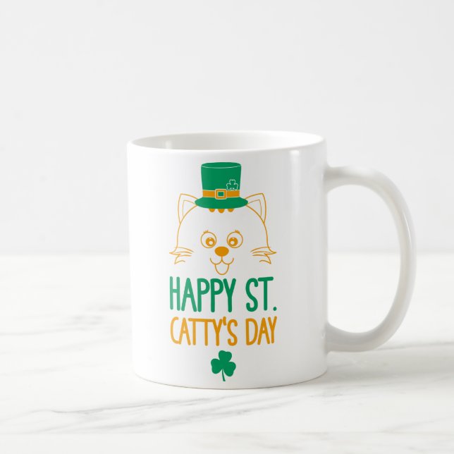 Happy Saint Catty’s Day - Cute Cat Leprechaun Coffee Mug (Right)