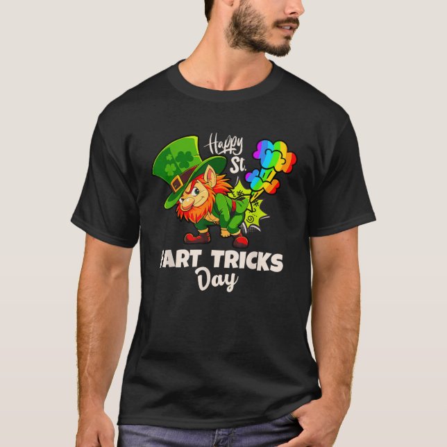 Happy Saint Fart Tricks Day Funny Leprechaun Farti T-Shirt (Front)