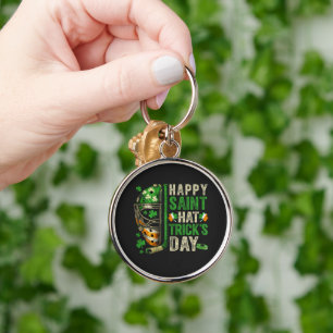 Happy Saint Hat Trick Ice Hockey Player Keychain