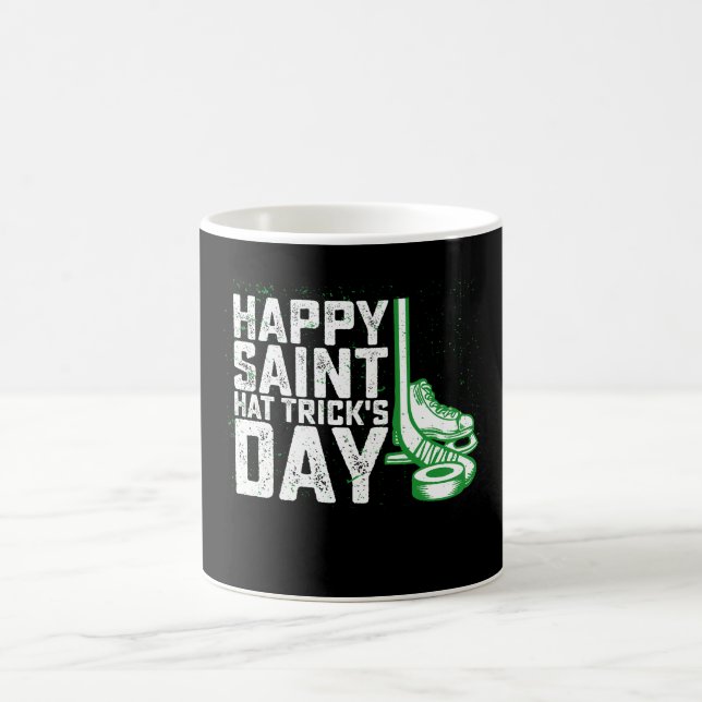 Happy Saint Hat Trick's Day Ice Hockey St Patricks Coffee Mug (Center)