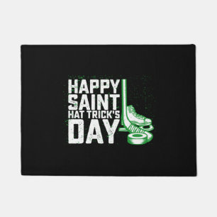 Happy Saint Hat Trick's Day Ice Hockey St Patricks Doormat